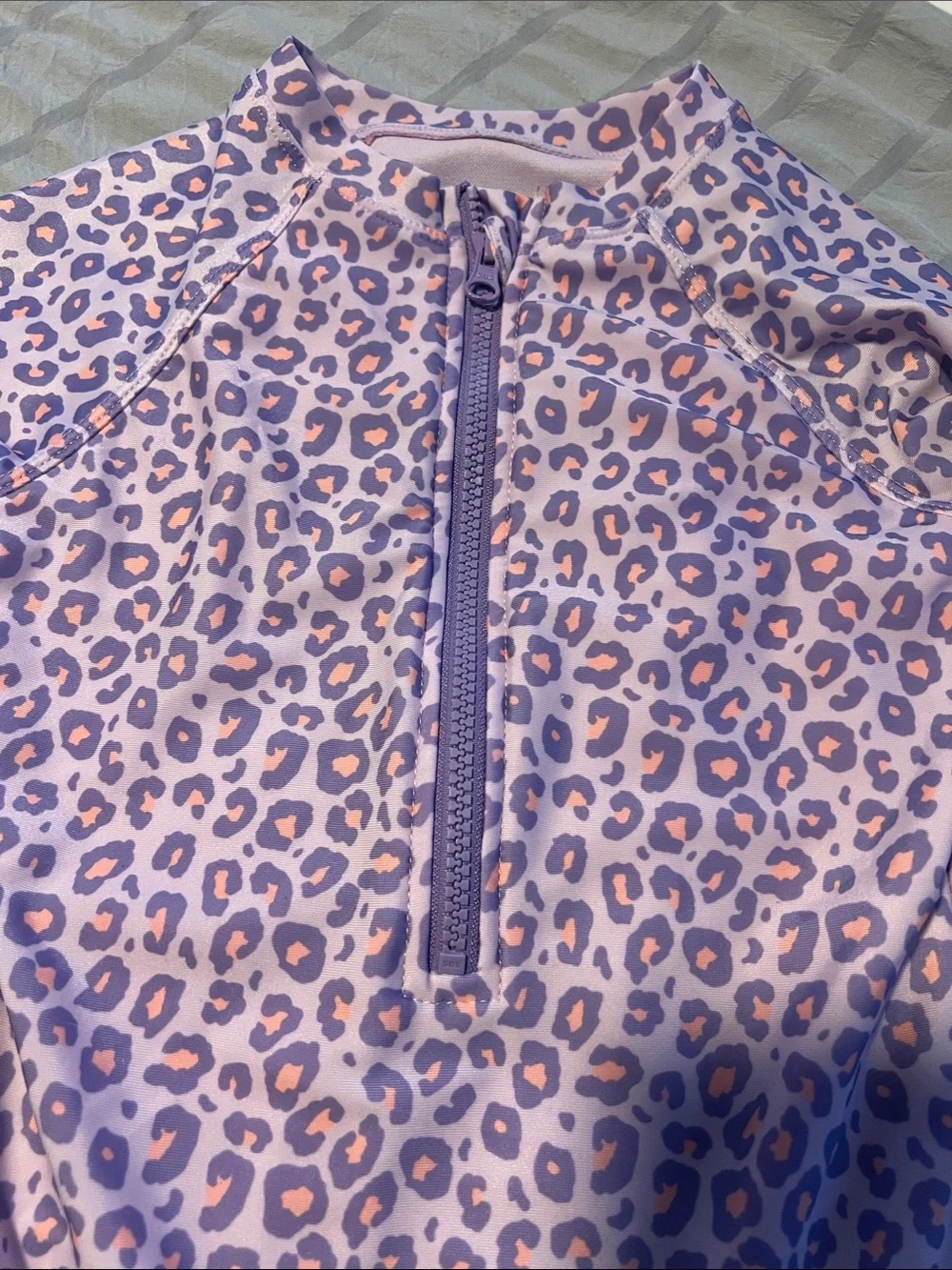 wonder nation Purple and Pink Leopard Print one piece swim shirt bathing suit